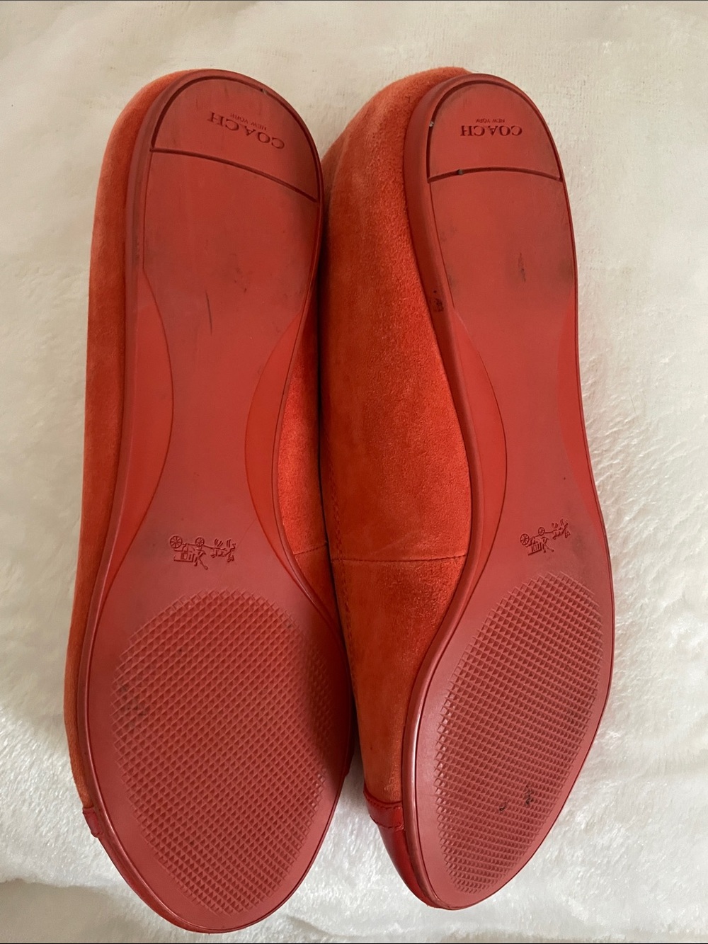 Coach Orange Leather & Suede Ballet Flats - Picture 4 of 5